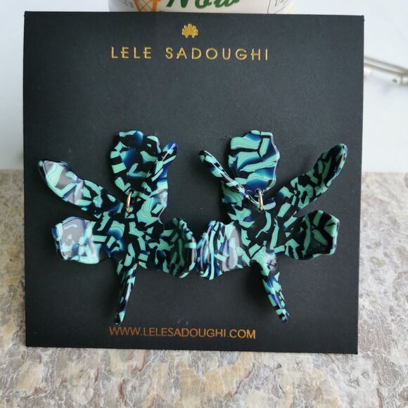 Lele Sadoughi - Small Paper Lily Green Earrings - Picture 1 of 4